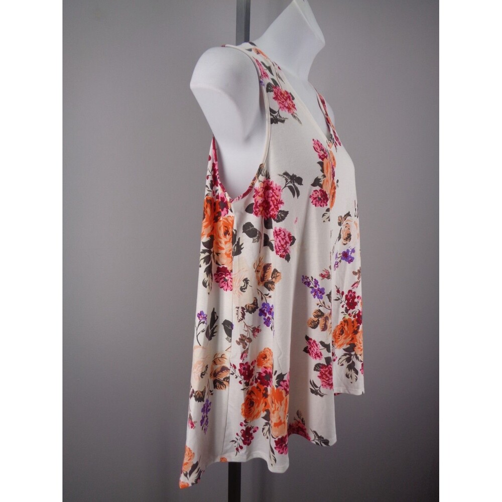 LuLaRoe Kristina Floral Tank Top Large Flared Oversize Flowy High Low New - Picture 4 of 10